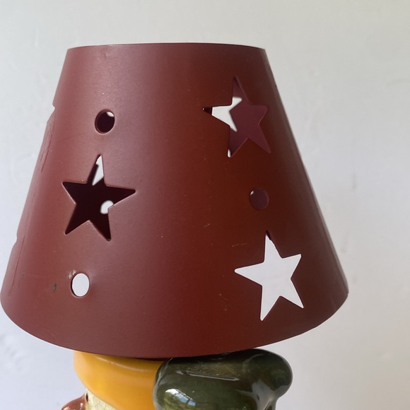 Country Chrismas decor Snowman candle holder with lamp shade - Picture 4 of 7